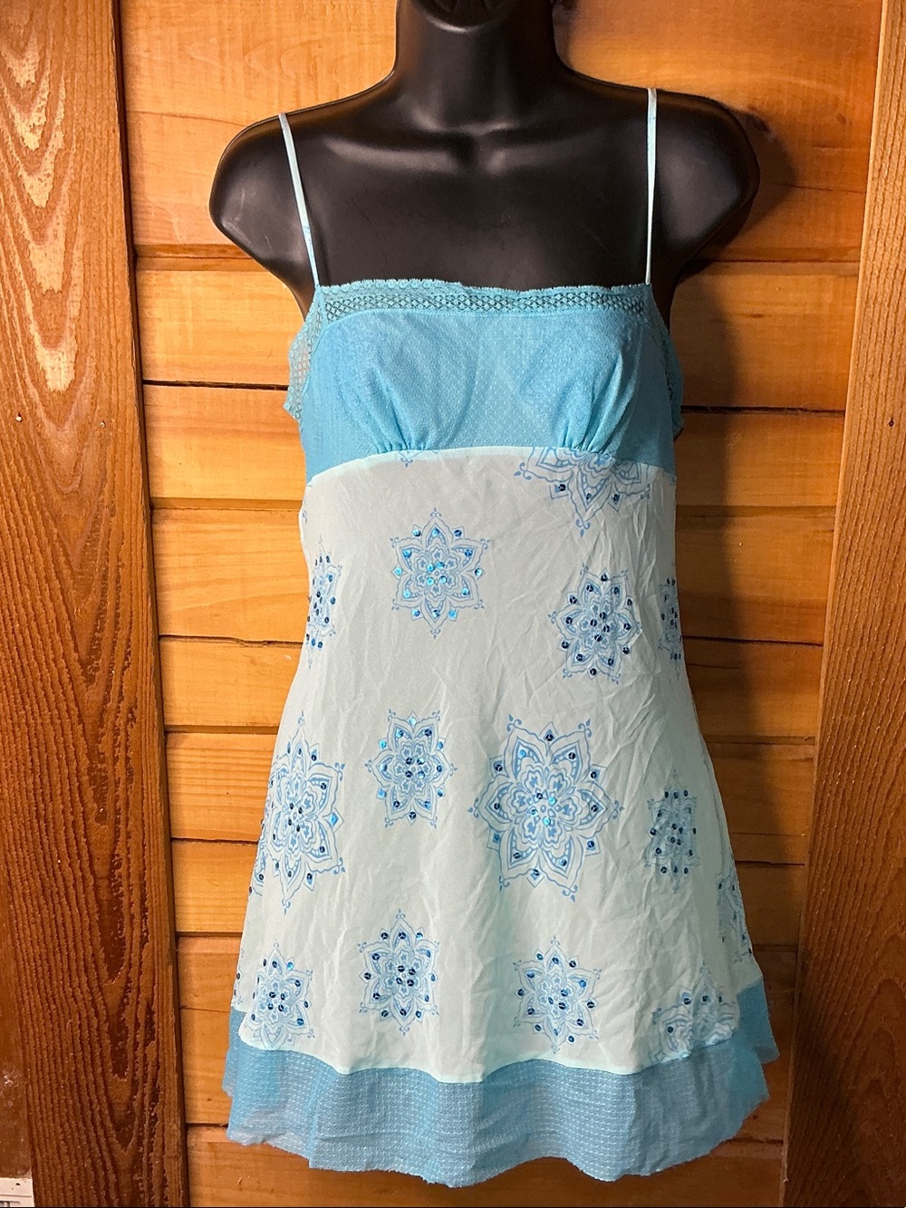 Victoria's Secret Vintage Silk Snowflake Sequin Sleep Dress Nighty Size L